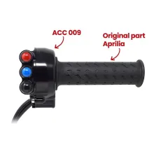 Throttle twist grip with integrated controls for Aprilia