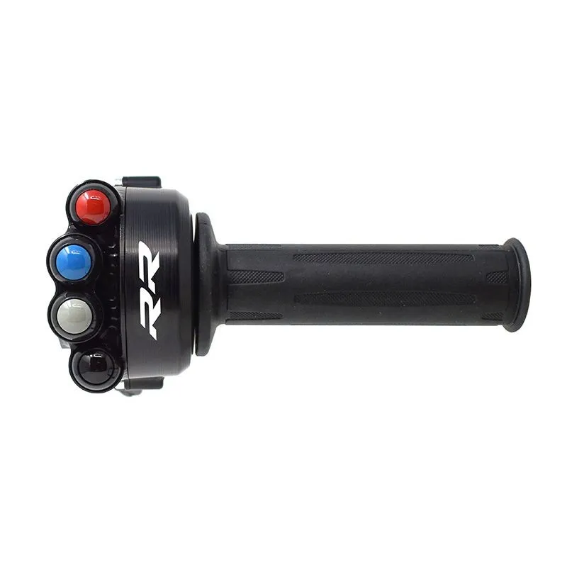 Throttle twist grip with integrated controls for BMW RR