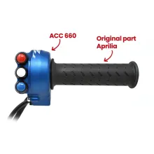 Contrôle du gaz avec panneau à bouton-poussoir intégré pour Aprilia TUONO 660 (Bleu)