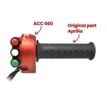 Throttle twist grip with integrated controls for Aprilia TUONO 660 (Red)