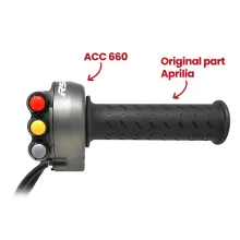 Throttle twist grip with integrated controls for Aprilia RS 660 (Titanium)