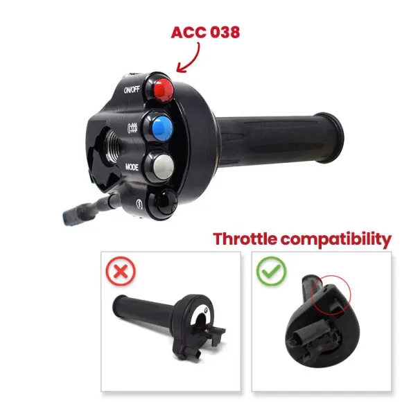 Throttle twist grip with integrated controls for BMW S 1000 R/RR