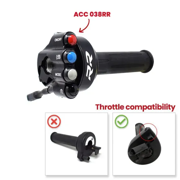 Throttle twist grip with integrated controls for BMW RR