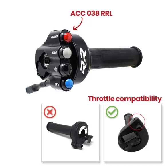 Throttle twist grip with integrated controls for BMW RR (Racing)