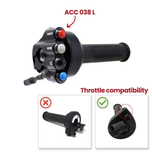 Throttle twist grip with integrated controls for BMW S 1000 R/RR (Racing)