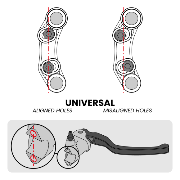Commodo de guidon Routier droit pour MV Agusta F4 (Trous universels) (Rouge)